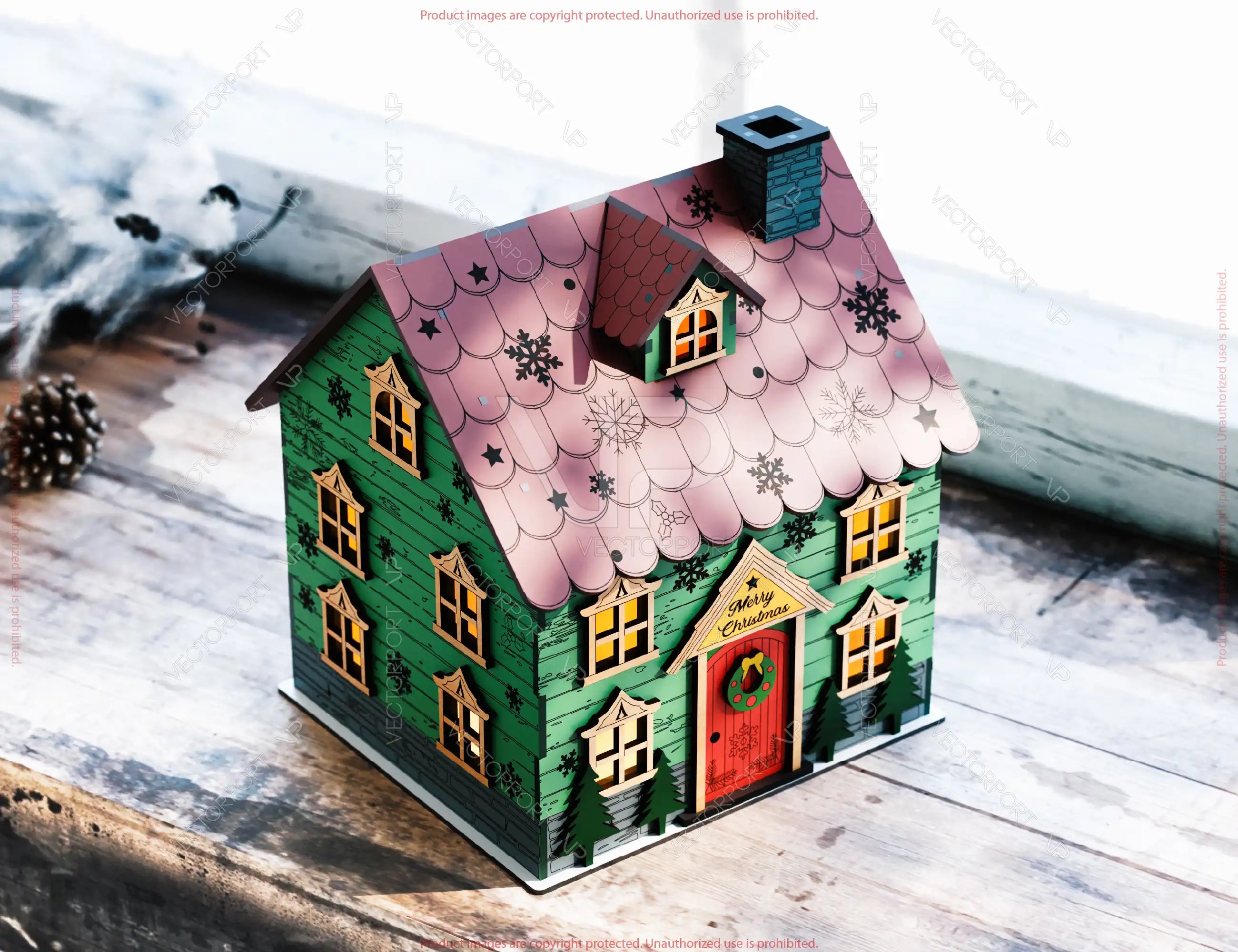 3D Wooden Christmas House Gift Box | Multi-Use Laser Cut File – Money Box, Light Holder, Holiday Décor Digital Download |#U657|