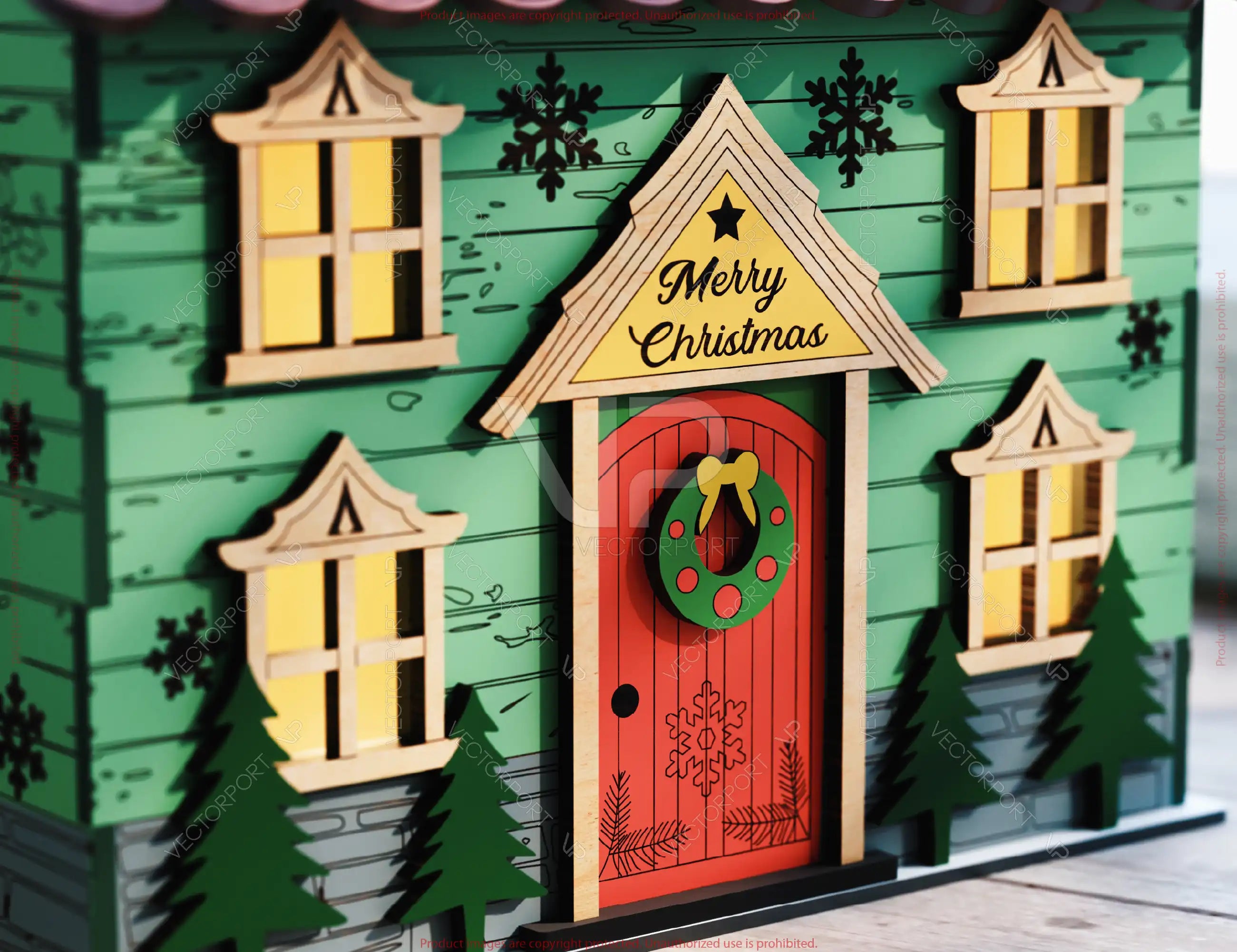 3D Wooden Christmas House Gift Box | Multi-Use Laser Cut File – Money Box, Light Holder, Holiday Décor Digital Download |#U657|