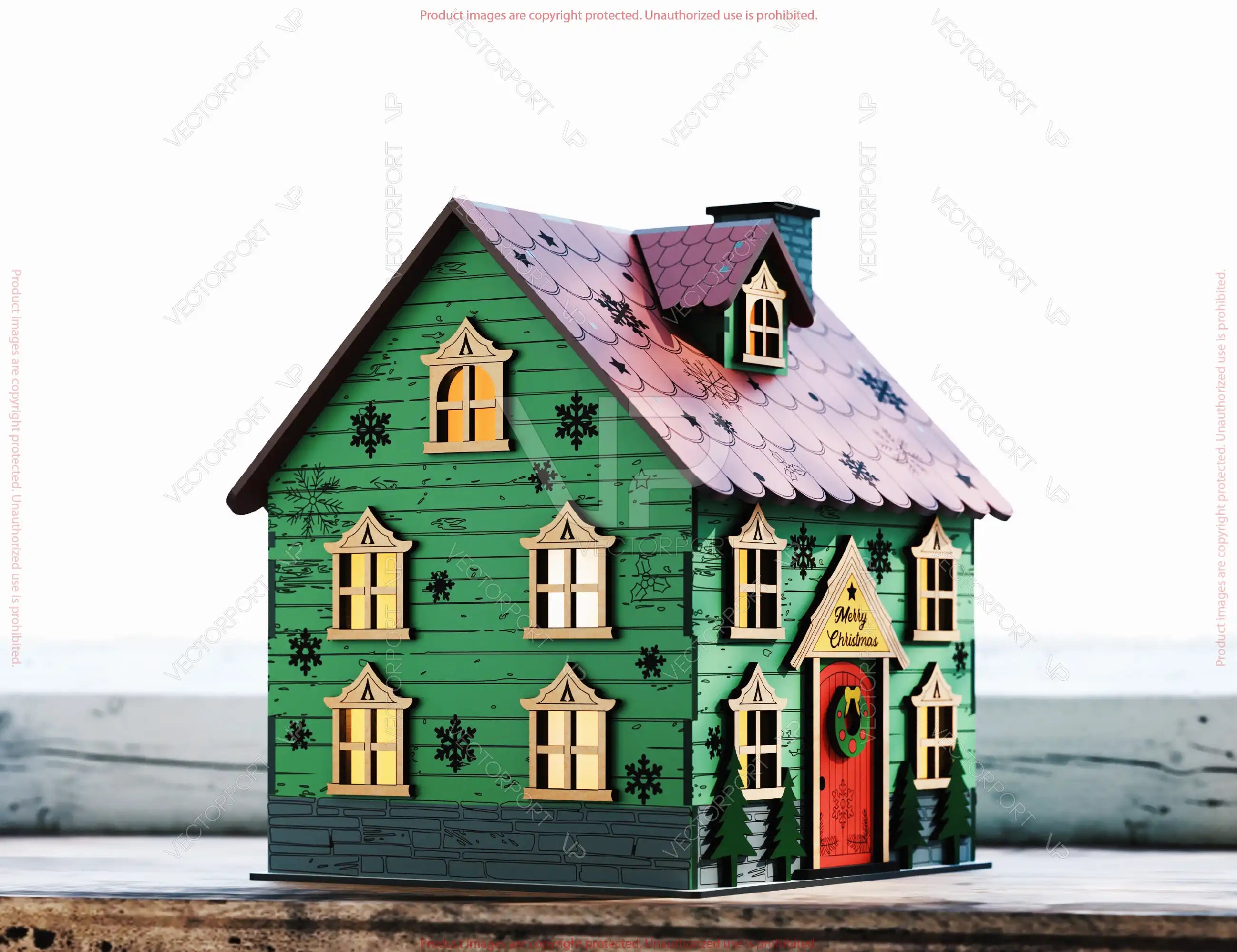 3D Wooden Christmas House Gift Box | Multi-Use Laser Cut File – Money Box, Light Holder, Holiday Décor Digital Download |#U657|