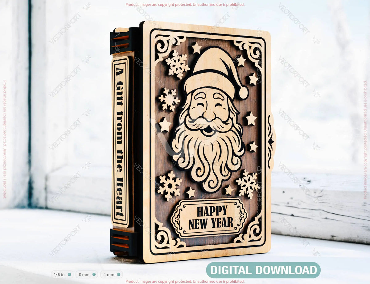 Santa Book Box SVG | Wooden Christmas Gift Box Digital Download |#U659|
