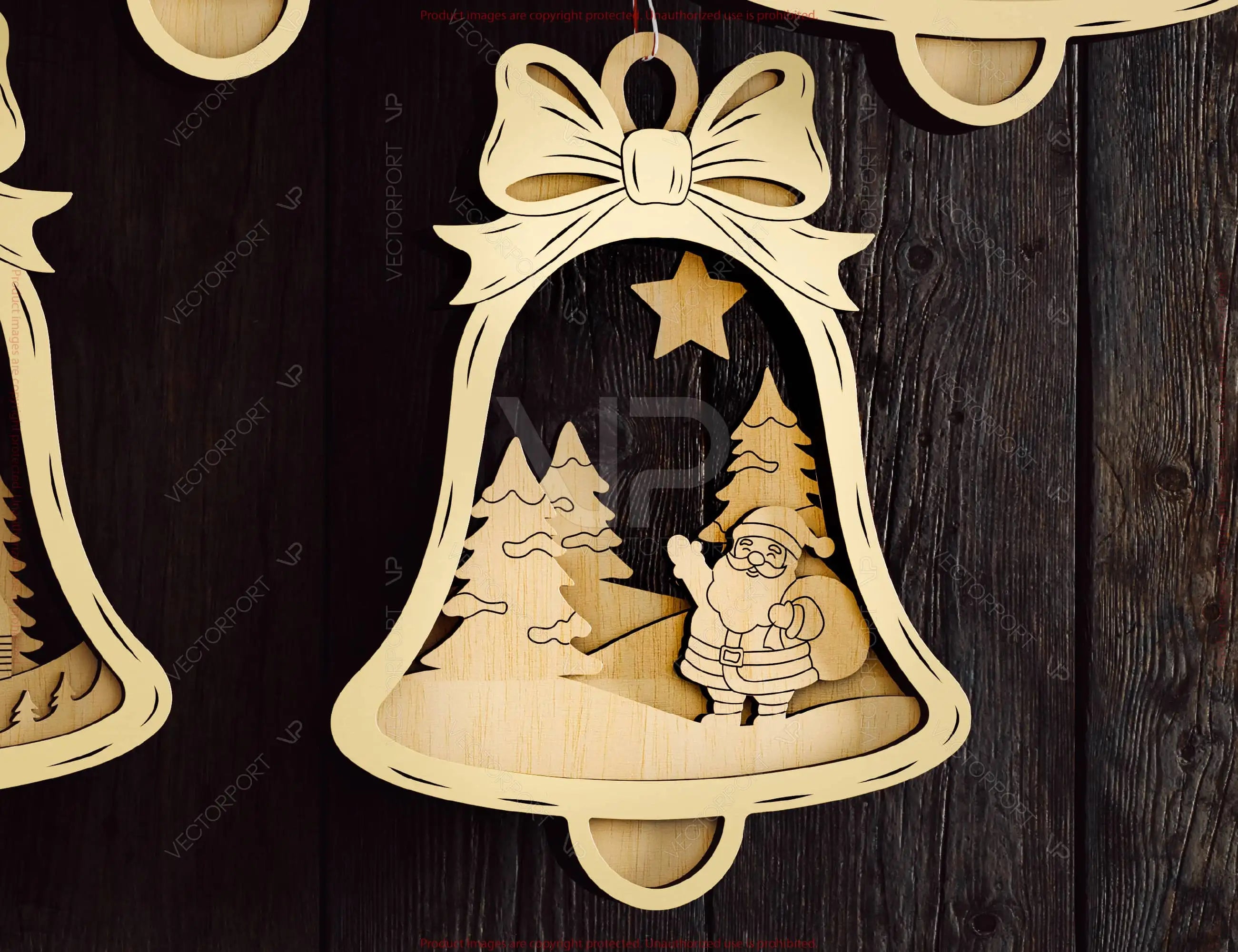 Bell Shape Layered Christmas Ornament SVG | Laser Cut 3D Snowy Scene Holiday Bauble | Digital Download |#U661|