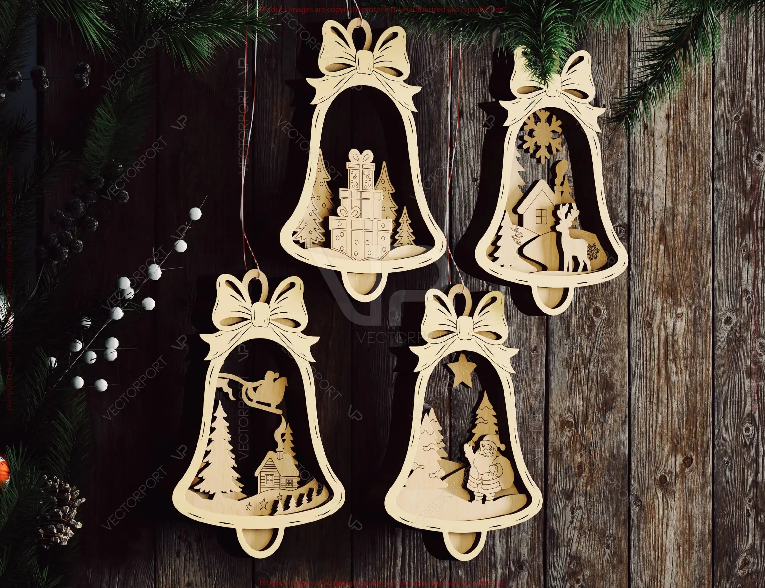 Bell Shape Layered Christmas Ornament SVG | Laser Cut 3D Snowy Scene Holiday Bauble | Digital Download |#U661|