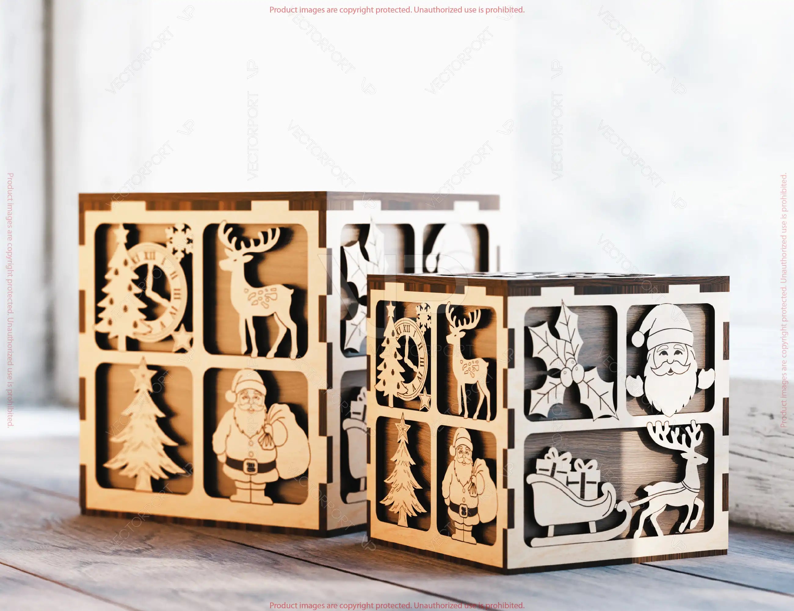 New Year Holiday Cube Gift Box – Laser Cut SVG File | Winter Ornaments | Christmas Digital Download |#U662|