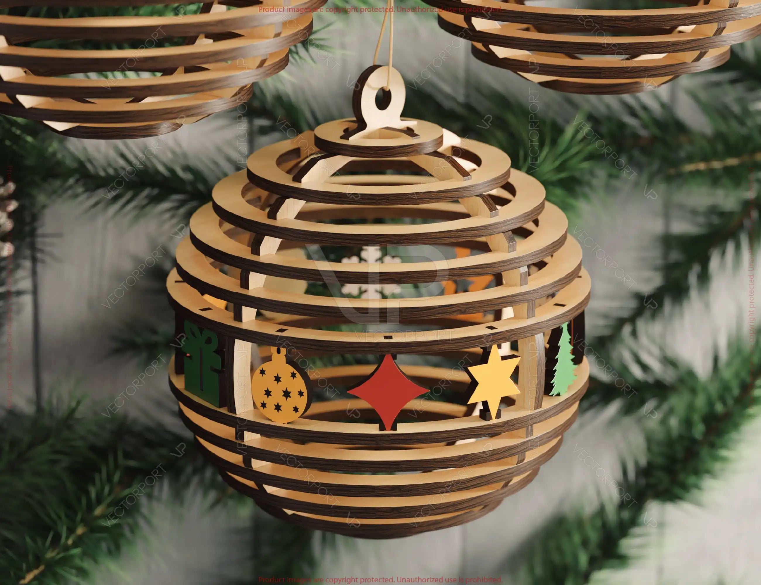 3D Layered Wooden Christmas Ornament Ball | Laser Cut Snowflake Bauble | DIY Holiday Decoration | Digital Download |#U666|