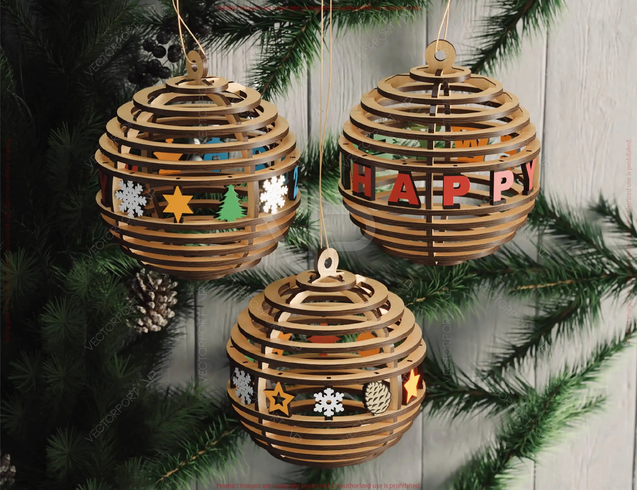 3D Layered Wooden Christmas Ornament Ball | Laser Cut Snowflake Bauble | DIY Holiday Decoration | Digital Download |#U666|