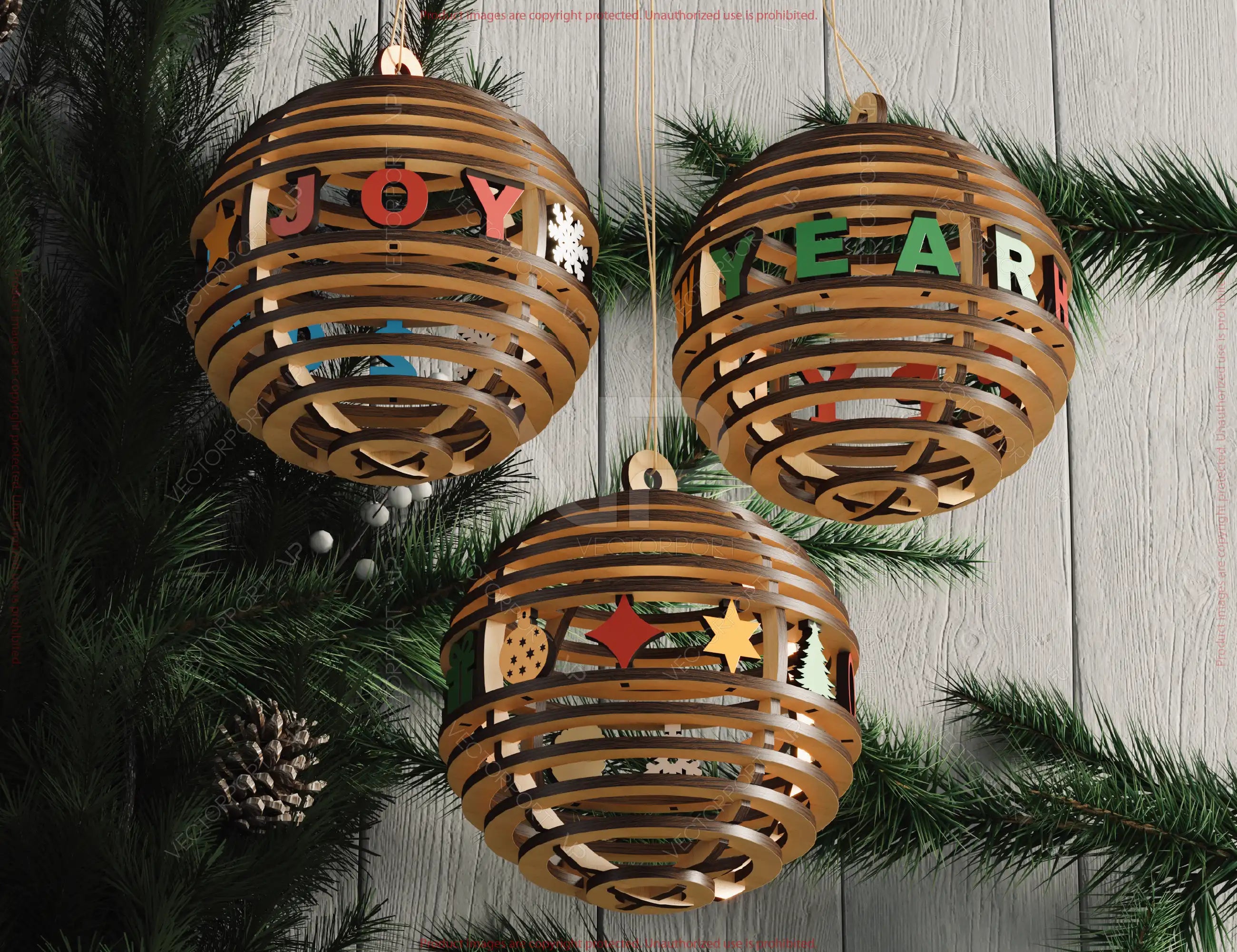 3D Layered Wooden Christmas Ornament Ball | Laser Cut Snowflake Bauble | DIY Holiday Decoration | Digital Download |#U666|