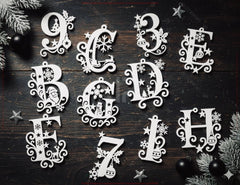 Christmas Alphabet & Numbers Laser Cut Set | 26 Letters | 0-9 Numbers | Hanging Included | Digital Download |#U667|