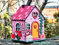 3D Wooden Valentine Love House Gift Box | Money Box, Tea Light Holder, Wedding & Anniversary Décor Digital Download |#U669|