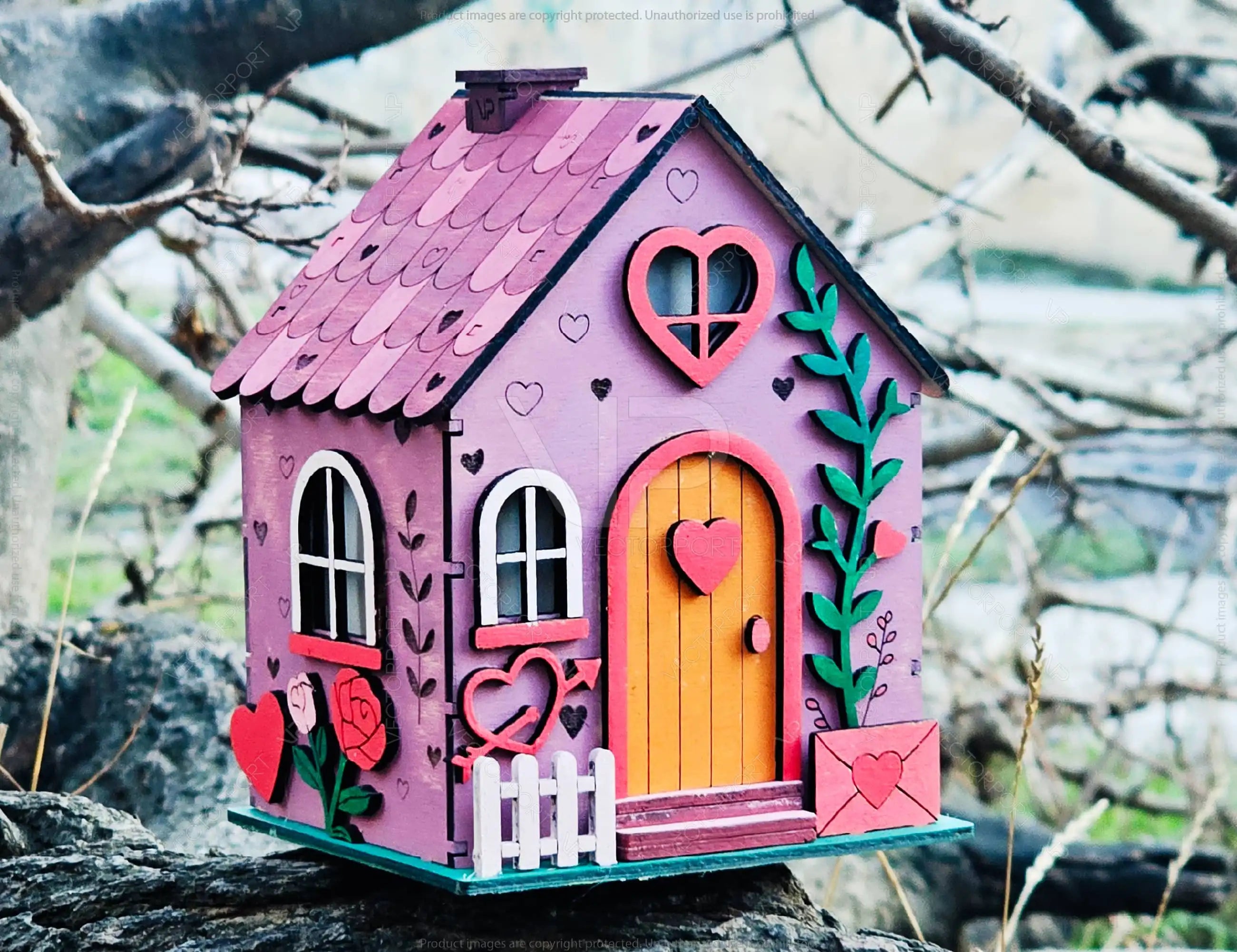 3D Wooden Valentine Love House Gift Box | Money Box, Tea Light Holder, Wedding & Anniversary Décor Digital Download |#U669|