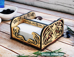 Elegant Laser Cut Wooden Napkin Holder | 2 Size Options | Cocktail & Dinner Tissue Stand Digital Download |#U670|