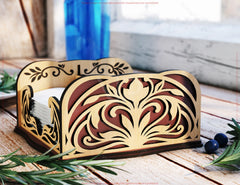Elegant Laser Cut Wooden Napkin Holder | 2 Size Options | Cocktail & Dinner Tissue Stand Digital Download |#U670|