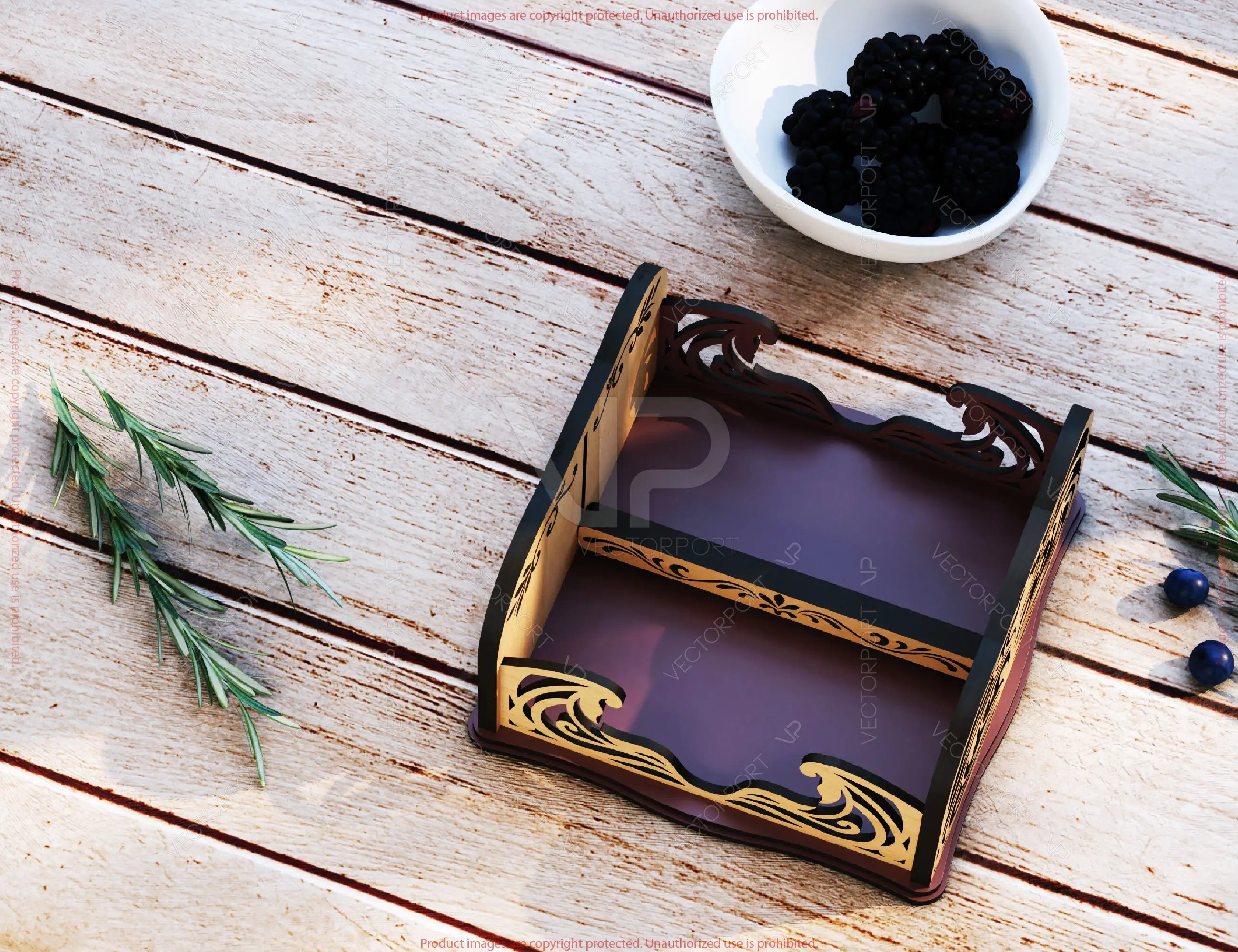 Elegant Laser Cut Wooden Napkin Holder | 2 Size Options | Cocktail & Dinner Tissue Stand Digital Download |#U670|