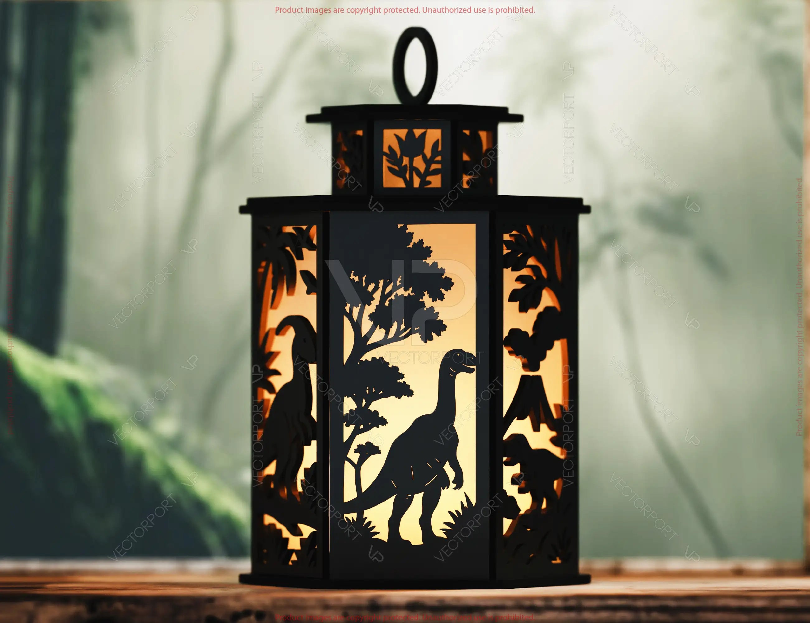 Prehistoric Dinosaur World Lantern T-Rex, Triceratops & Stegosaurus Panels | Jurassic Candle Holder Lamp Digital Download |#U671|