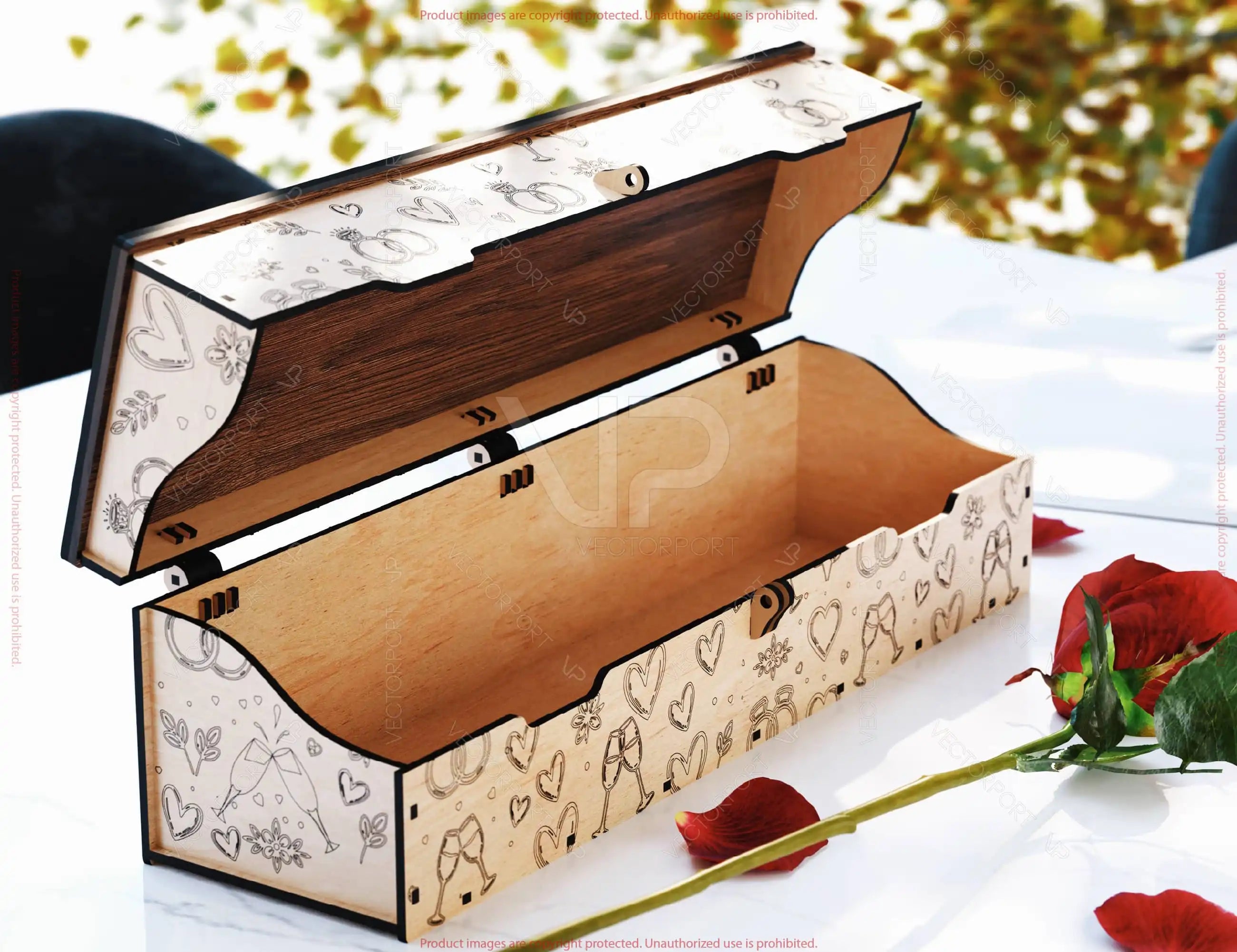 Romantic Love Wine Box SVG –Laser Cut Valentine’s Bottle Holder | Personalized Anniversary & Wedding Gift Digital Download |#U676|