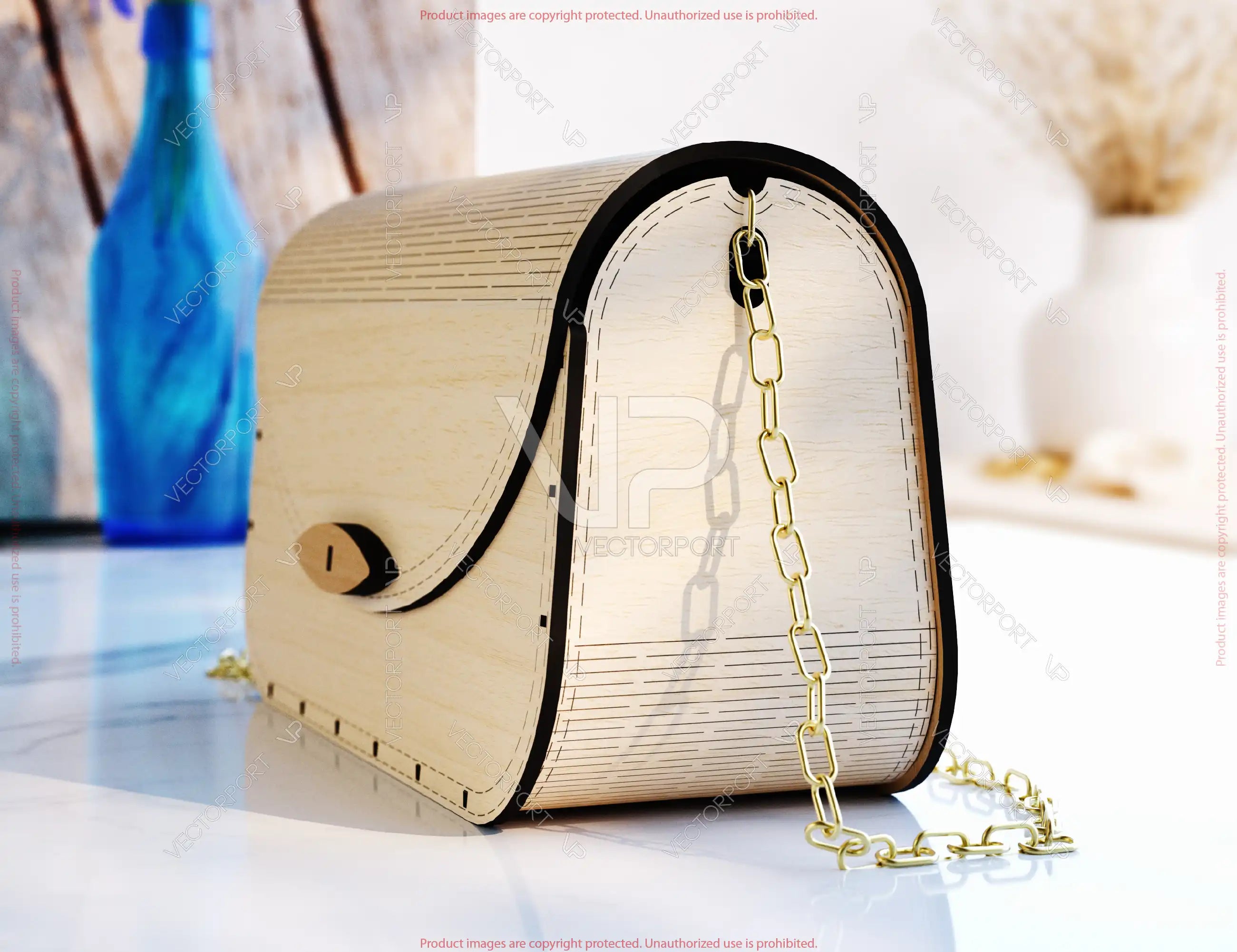 Half-Moon Clutch | Minimalist Laser Cut Wooden Purse | Modern Elegant Bag DIY Digital Download |#U677|