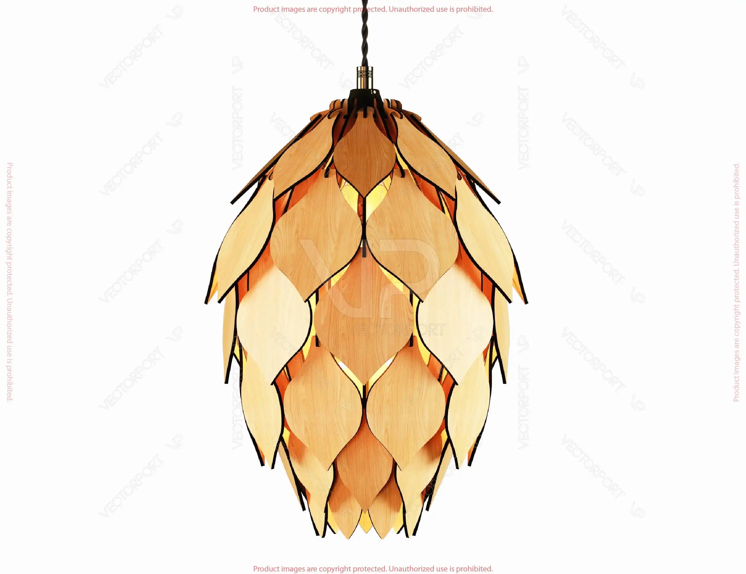 Pinecone Inspired Wooden Pendant Lamp SVG Hanging Chandelier lamp Digital Download |#U678|