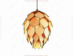 Pinecone Inspired Wooden Pendant Lamp SVG Hanging Chandelier lamp Digital Download |#U678|