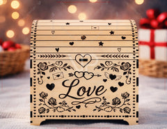 Rustic Valentine Love Chest | Laser Cut Wooden Gift Box | Engraved Romantic Keepsake Box Digital Download |#U679|