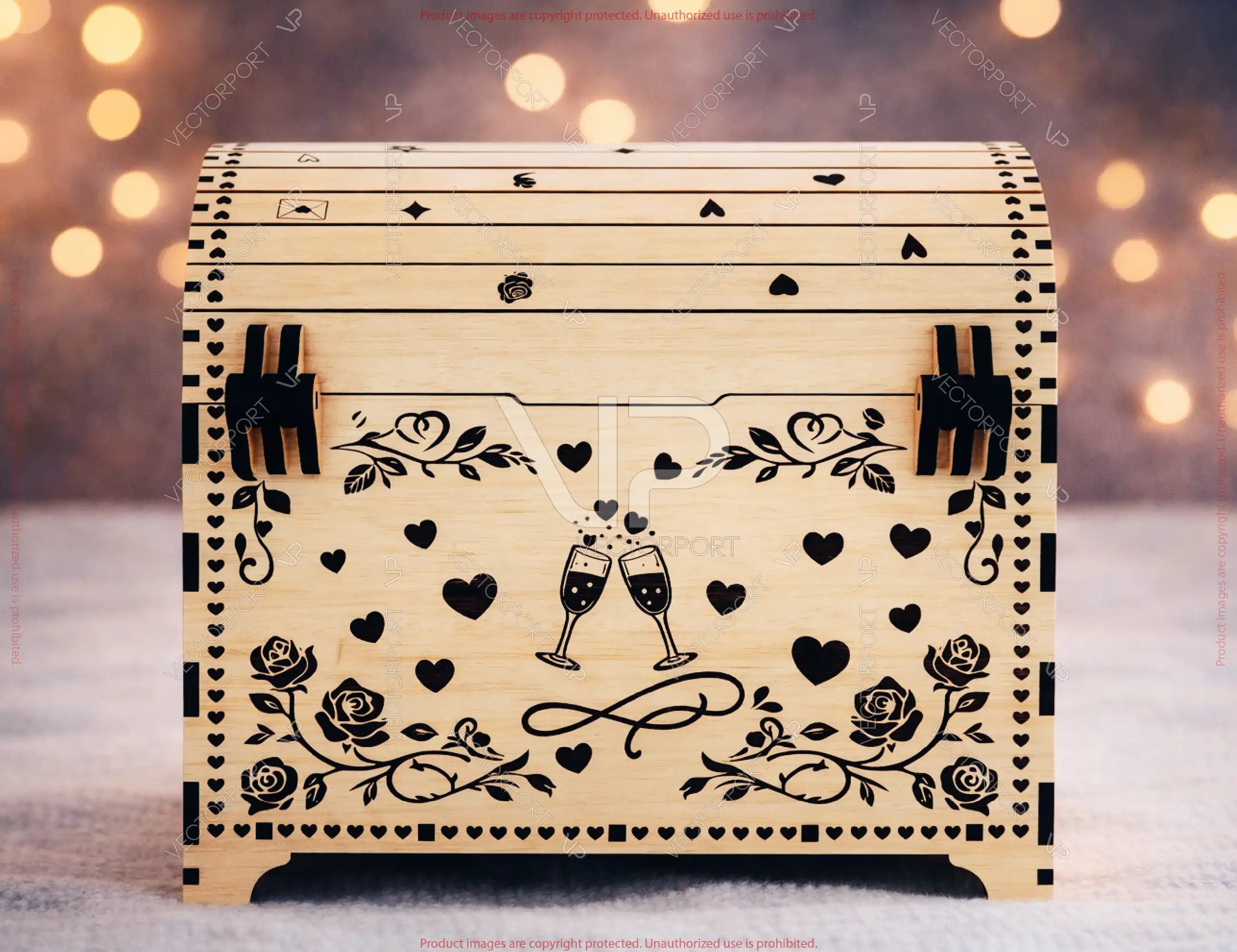 Rustic Valentine Love Chest | Laser Cut Wooden Gift Box | Engraved Romantic Keepsake Box Digital Download |#U679|