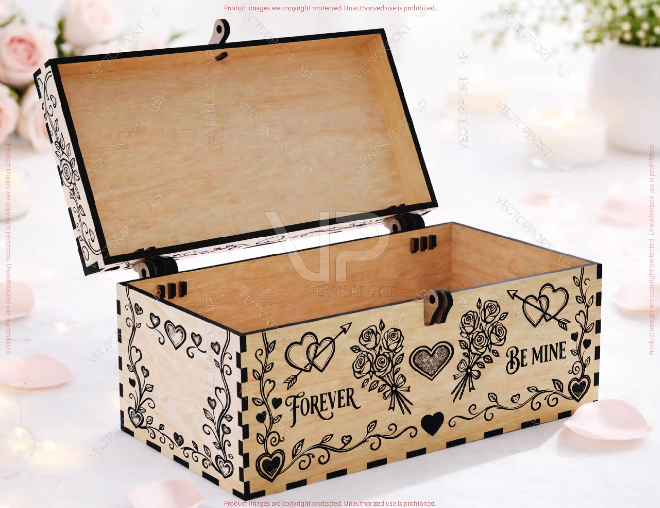 Romantic Valentine Wooden Box – Laser Cut Love Keepsake| Personalized Gift Digital Download |#U681|