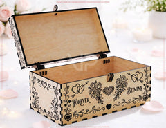 Romantic Valentine Wooden Box – Laser Cut Love Keepsake| Personalized Gift Digital Download |#U681|