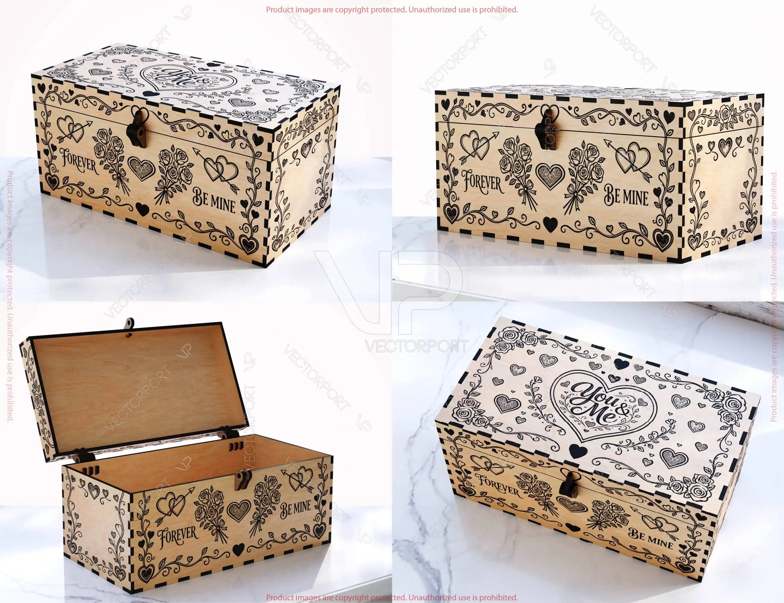 Romantic Valentine Wooden Box – Laser Cut Love Keepsake| Personalized Gift Digital Download |#U681|