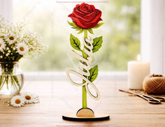 Customizable Standing Flower Laser Cut - Personalized Flower with Name Tulip, Rose & Peony Digital Download |#U683|