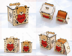 Teddy Bear Valentine Gift Box SVG | Laser Cut Wooden Love Box | Bear Heart Box Design | Digital Download |#U686|