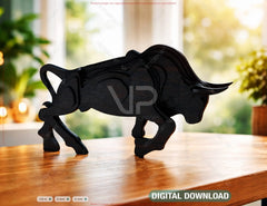 Bull Sculpture | Modern Wood Bull Decor | Laser Cut Bull Figurine | Taurus Gift | Office & Home Decor Digital Download |#U687|