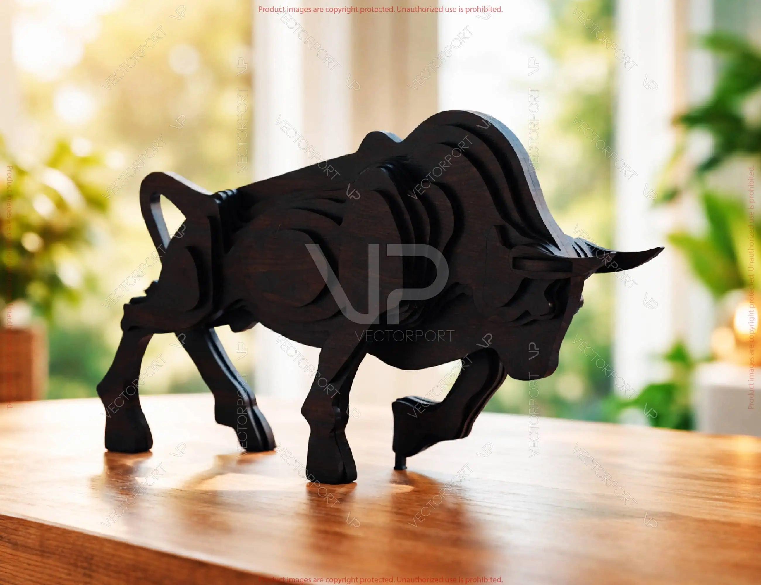 Bull Sculpture | Modern Wood Bull Decor | Laser Cut Bull Figurine | Taurus Gift | Office & Home Decor Digital Download |#U687|