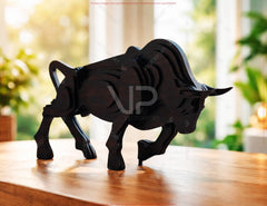 Bull Sculpture | Modern Wood Bull Decor | Laser Cut Bull Figurine | Taurus Gift | Office & Home Decor Digital Download |#U687|