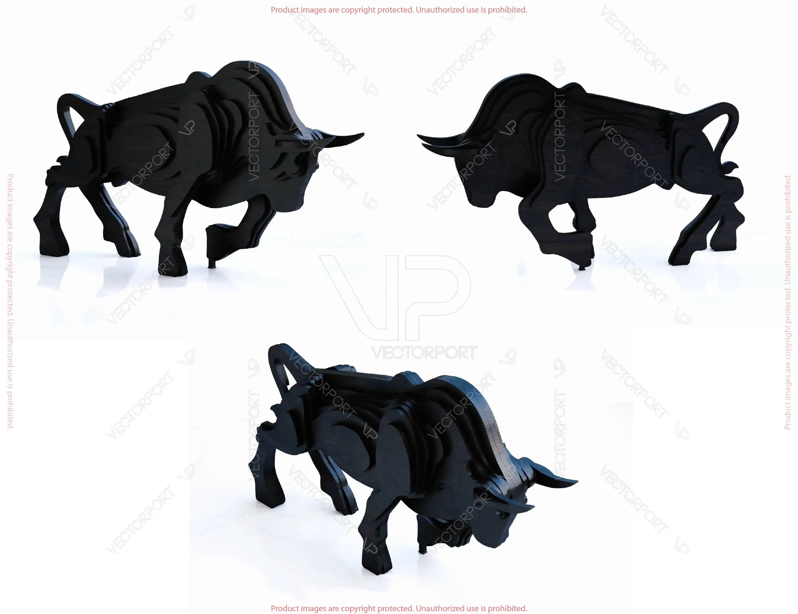 Bull Sculpture | Modern Wood Bull Decor | Laser Cut Bull Figurine | Taurus Gift | Office & Home Decor Digital Download |#U687|
