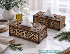 Elegant Laser Cut Wooden Tissue Box Cover | Wooden Napkin Box Sleeve | Napkin Dispenser | Digital Download |#U689|