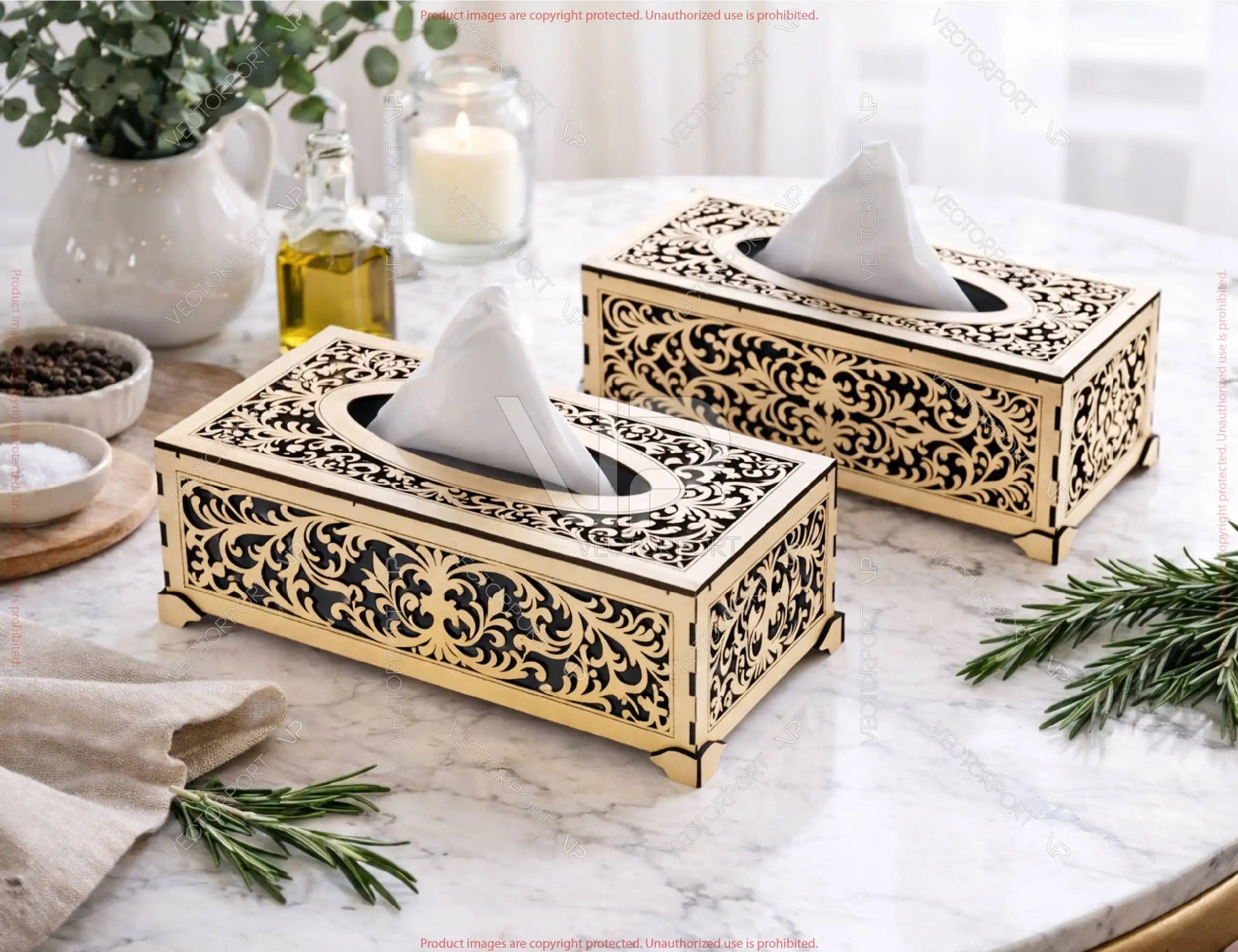 Elegant Laser Cut Wooden Tissue Box Cover | Wooden Napkin Box Sleeve | Napkin Dispenser | Digital Download |#U689|