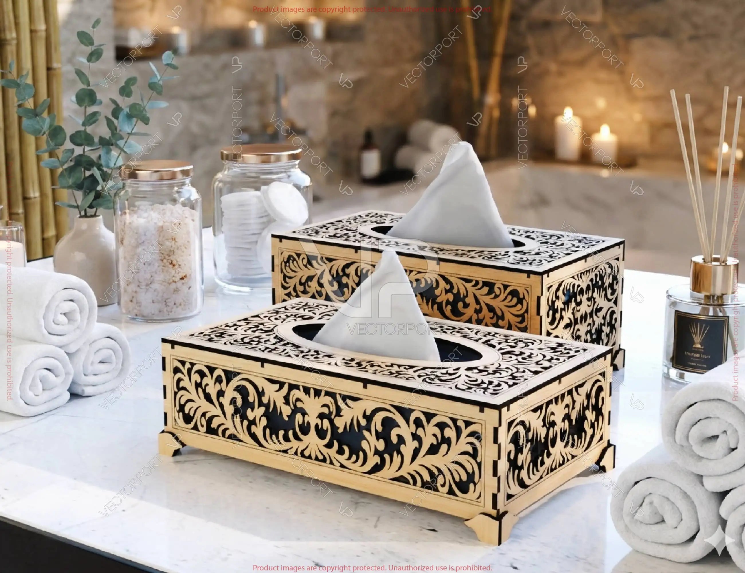 Elegant Laser Cut Wooden Tissue Box Cover | Wooden Napkin Box Sleeve | Napkin Dispenser | Digital Download |#U689|