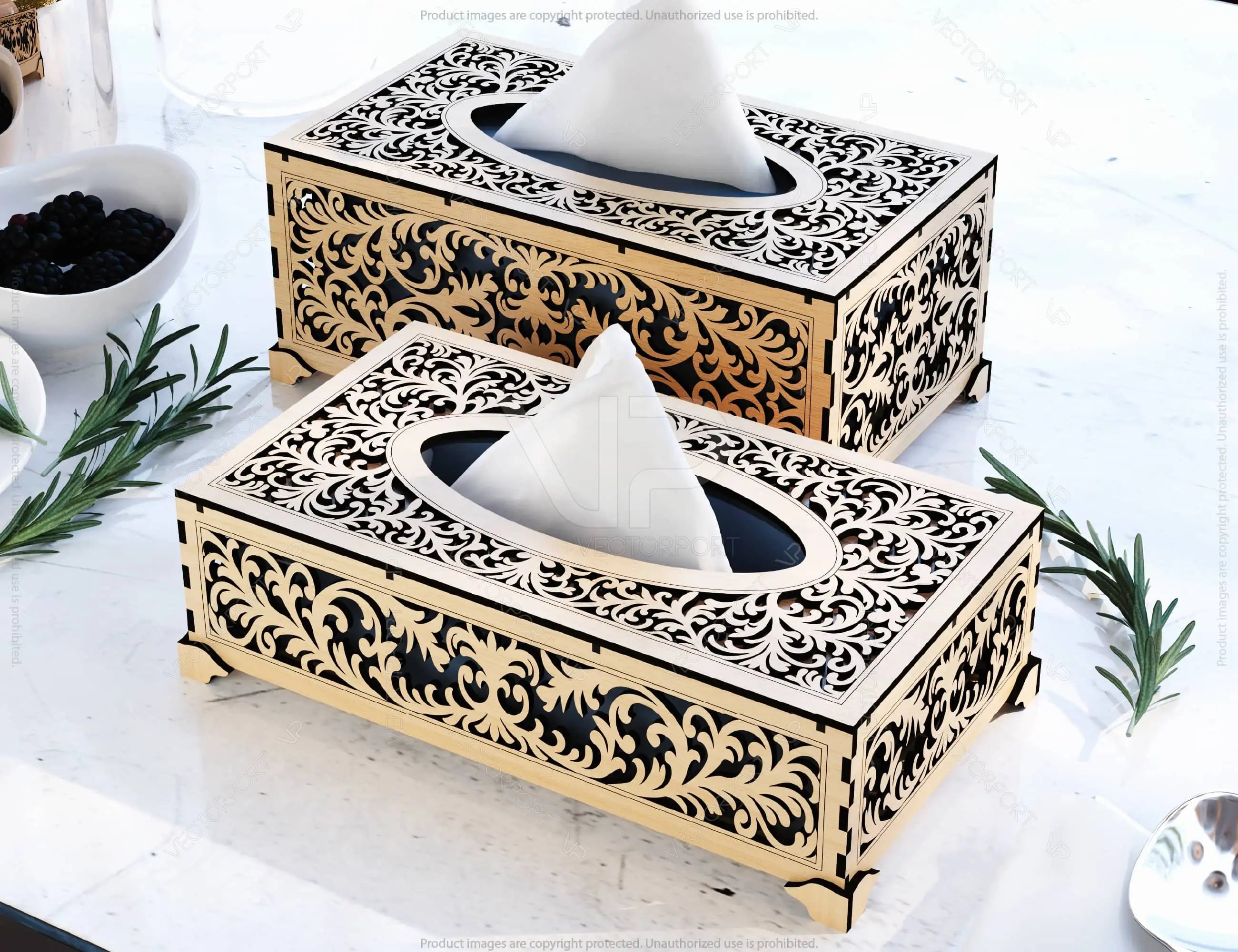 Elegant Laser Cut Wooden Tissue Box Cover | Wooden Napkin Box Sleeve | Napkin Dispenser | Digital Download |#U689|