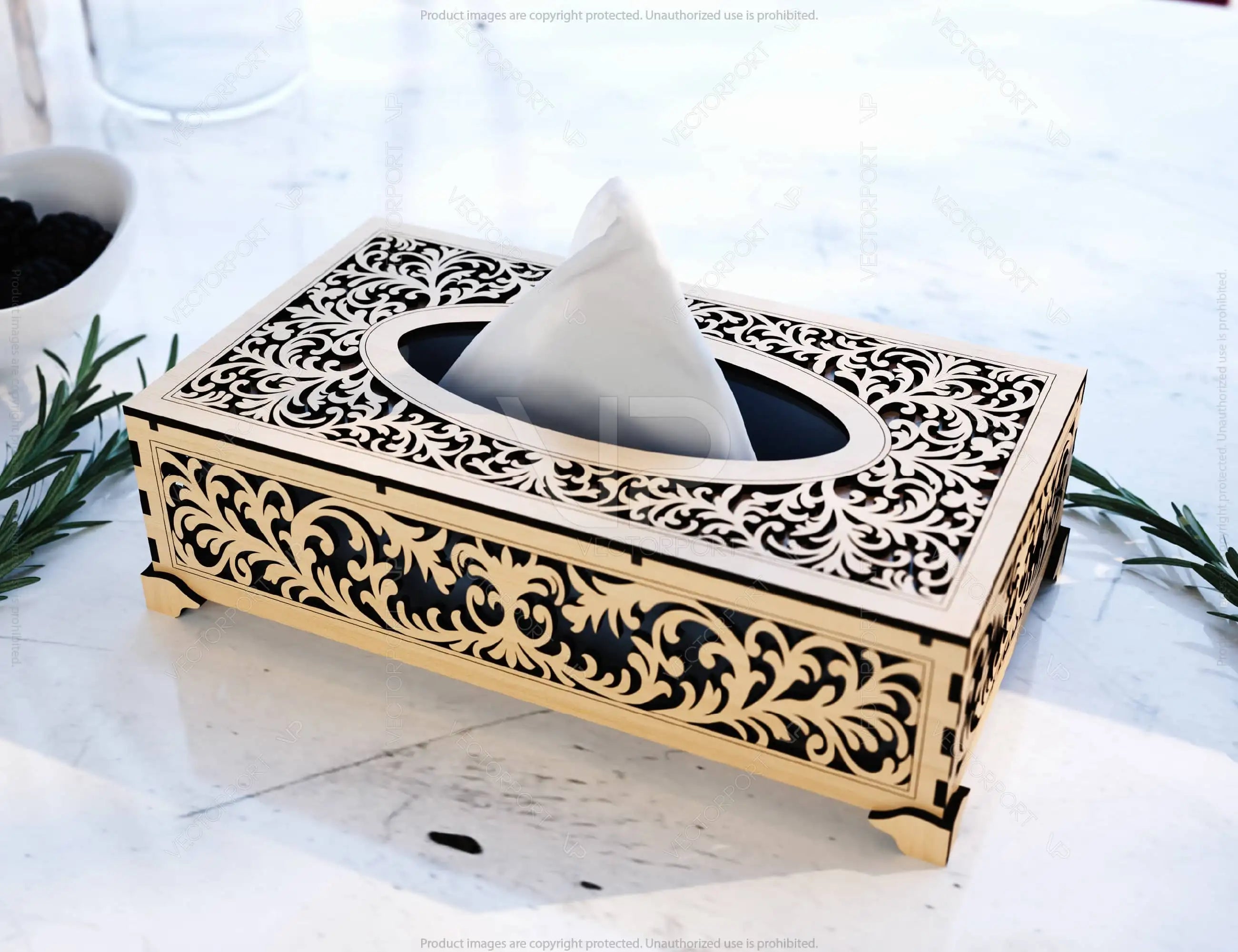 Elegant Laser Cut Wooden Tissue Box Cover | Wooden Napkin Box Sleeve | Napkin Dispenser | Digital Download |#U689|