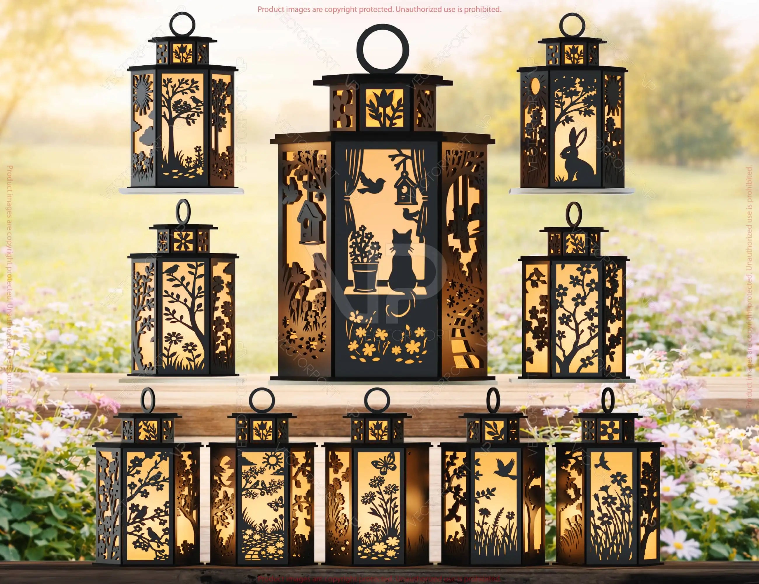 Spring Theme Laser Cut Lantern Bundle | 10 Designs | DIY Wooden Candle Holder Digital Download |#U692|