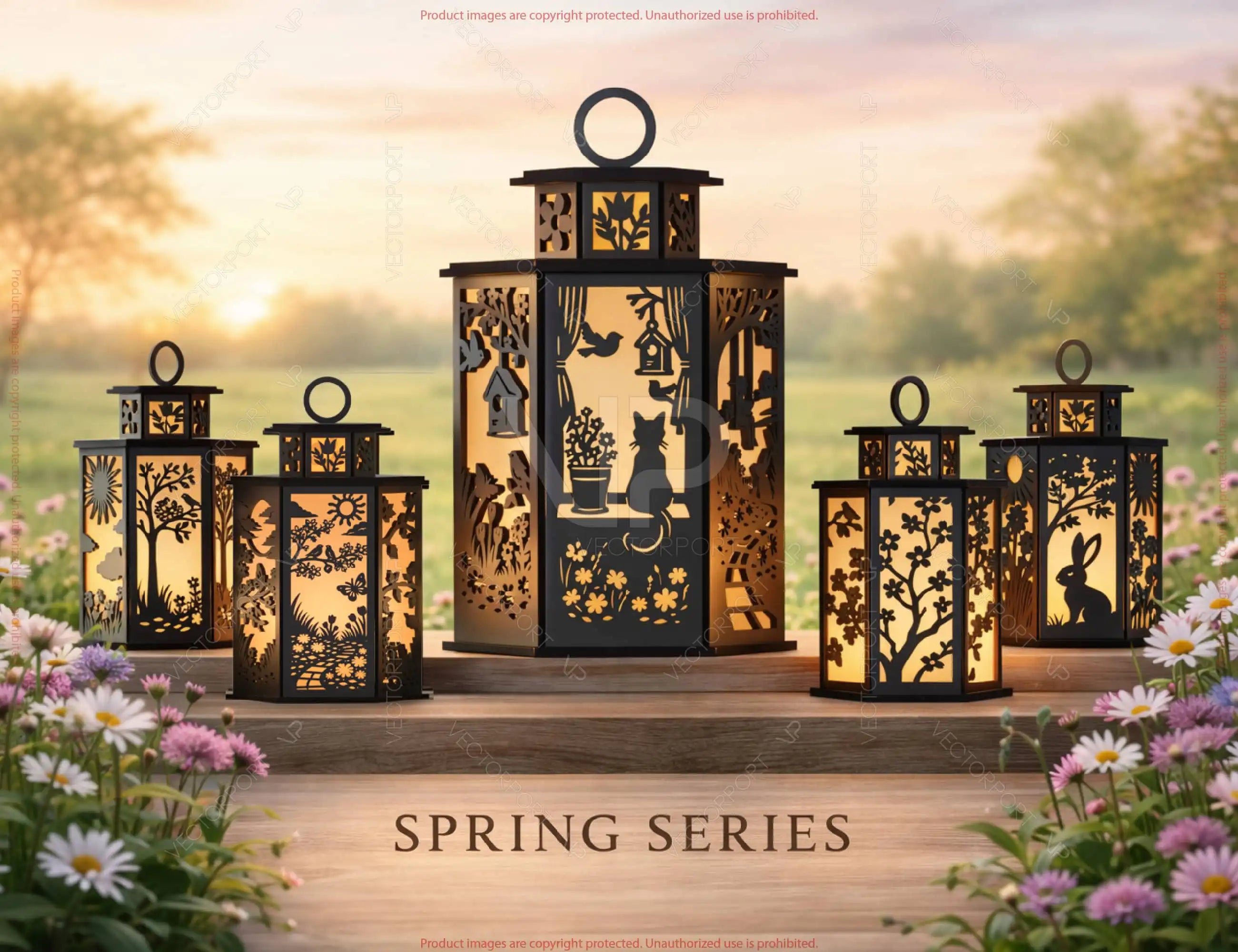 Spring Theme Laser Cut Lantern Bundle | 10 Designs | DIY Wooden Candle Holder Digital Download |#U692|
