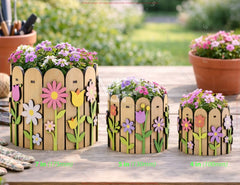 Laser Cut Wooden Flower Pot & Storage Box SVG | Fence Style Planter | Multi-Size Desk Organizer | Digital Download |#U695|