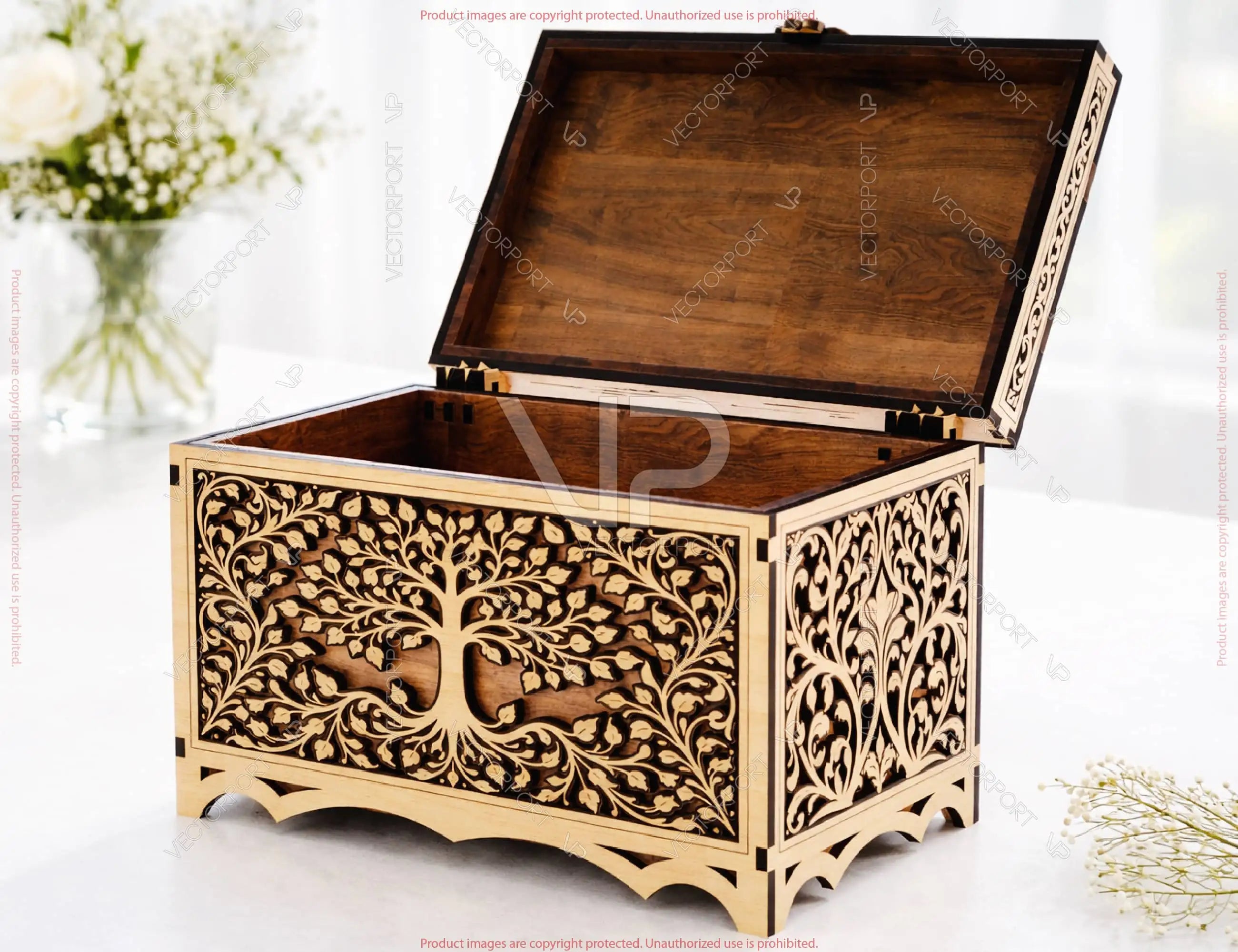Ornate Wooden Keepsake Box | Laser Cut Heart Gift Box | Elegant Decorative Storage Chest Digital Download |#U696|