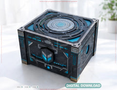 Futuristic Laser Cut Box SVG | Sci-Fi Wooden Storage Box | High-Tech Geometric Keepsake Stash Box Digital Download |#U699|
