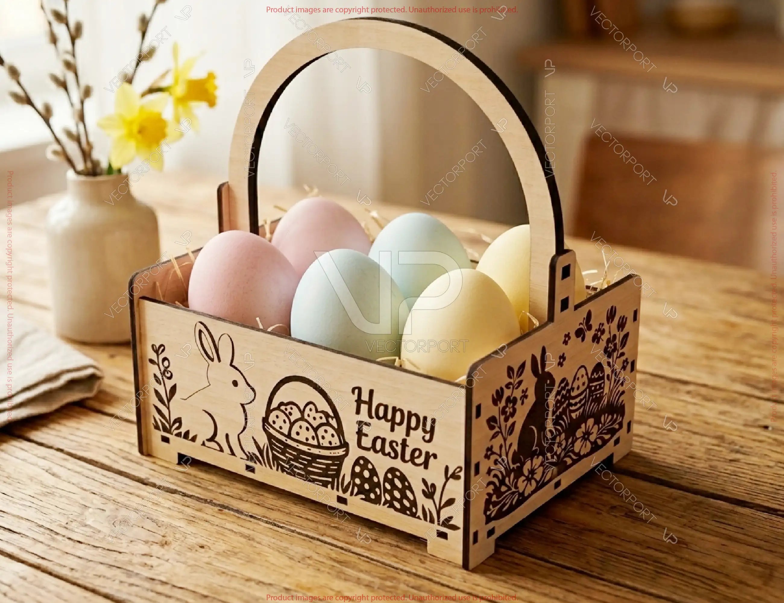 Easter Laser Cut Bundle | Egg Holder, Basket & Lantern SVG | Bunny Easter Decor | Laser Cut Files Digital Download |#U700|