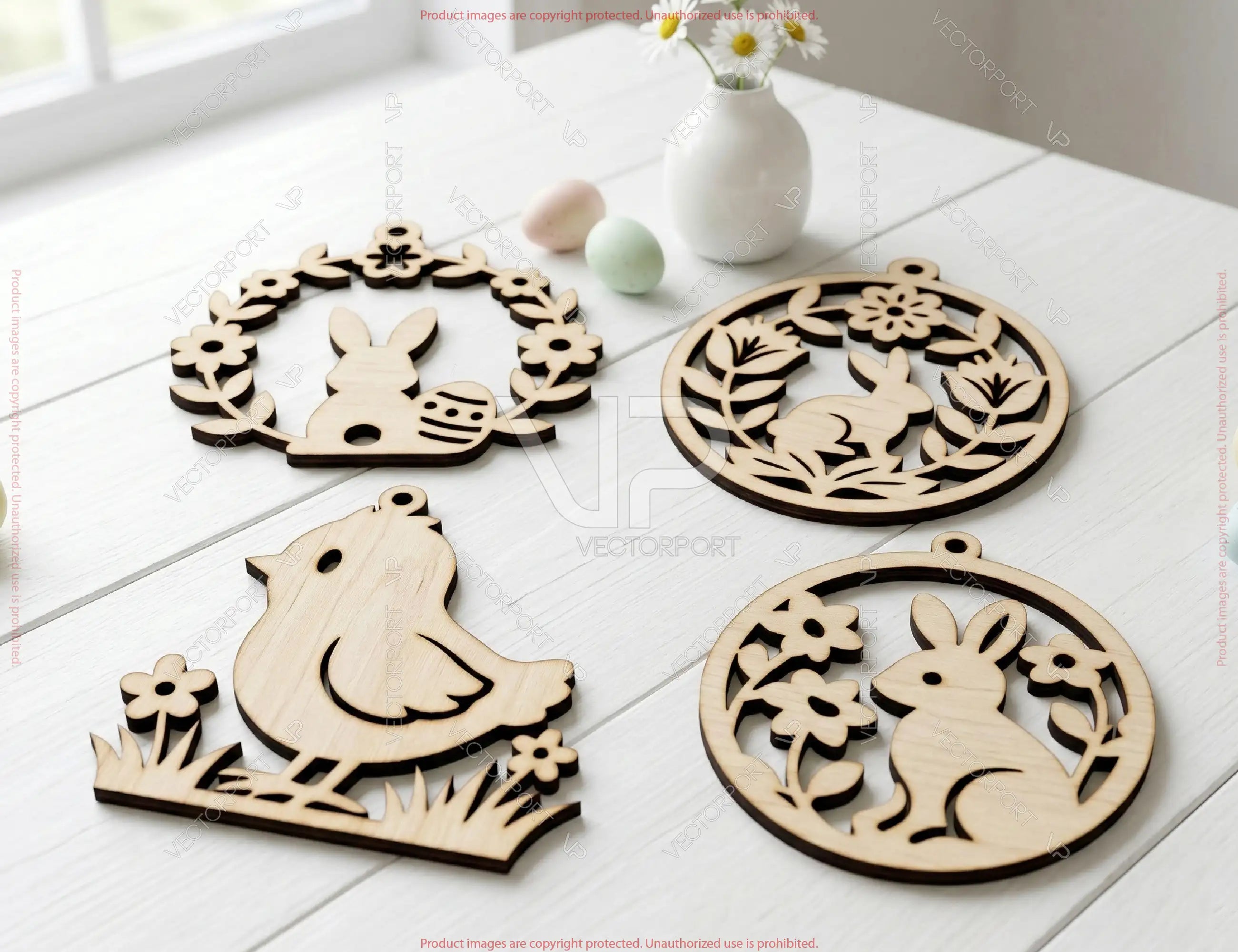 Easter Ornament Bundle | 25 Laser Cut Easter Ornaments SVG | Bunny Egg Chick Basket Wooden Ornament Files Digital Download |#U701|