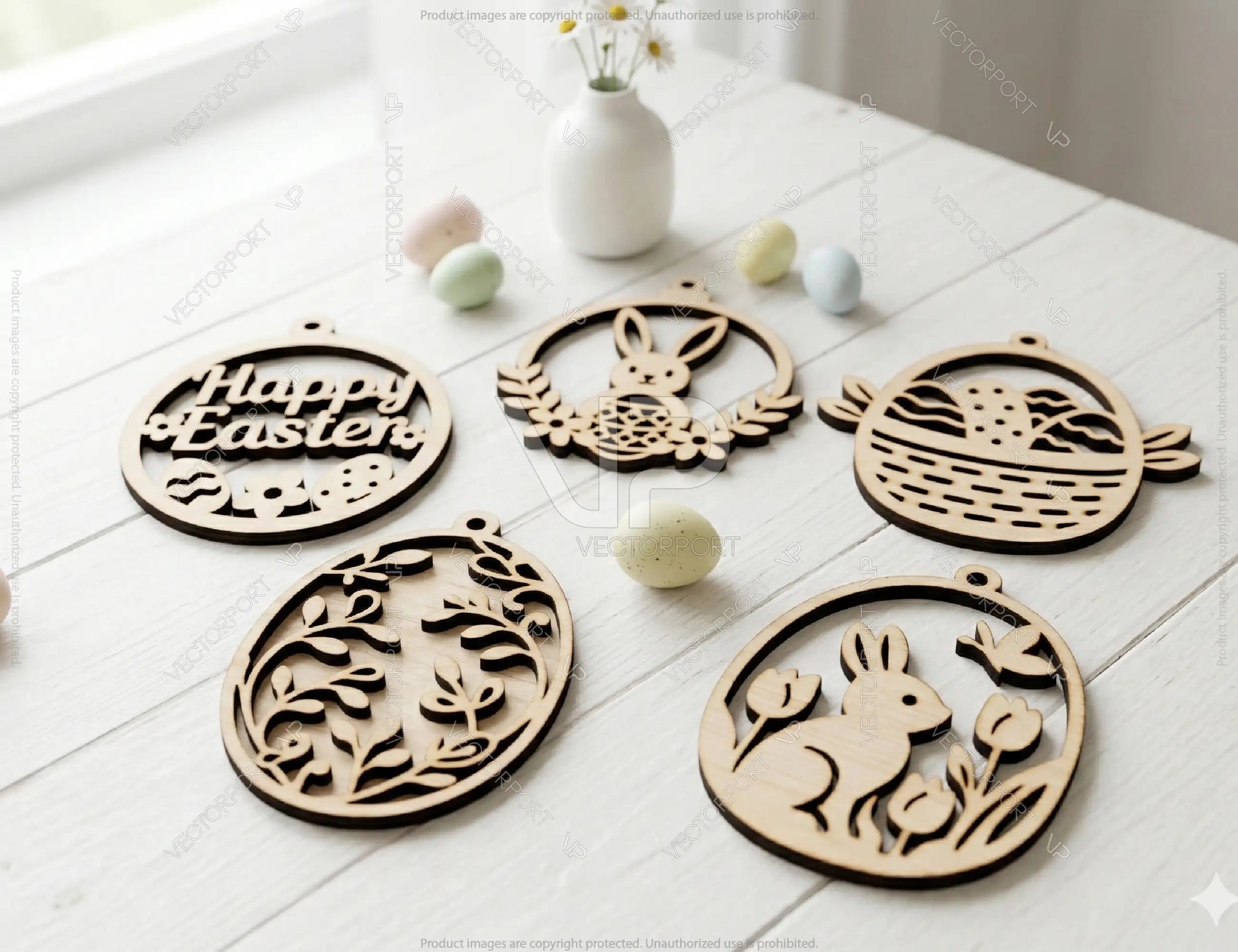 Easter Ornament Bundle | 25 Laser Cut Easter Ornaments SVG | Bunny Egg Chick Basket Wooden Ornament Files Digital Download |#U701|