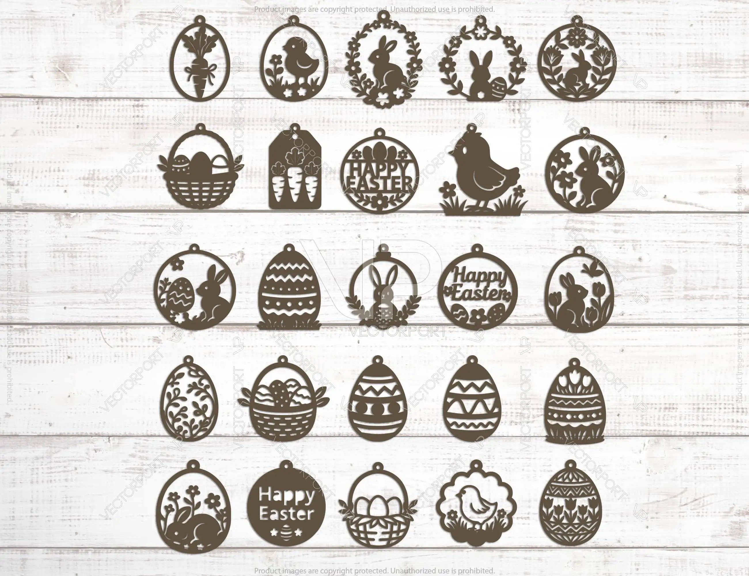 Easter Ornament Bundle | 25 Laser Cut Easter Ornaments SVG | Bunny Egg Chick Basket Wooden Ornament Files Digital Download |#U701|