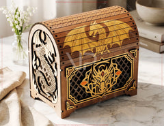 Dragon Wooden Box, Laser Cut Treasure Chest, Fantasy Dragon Gift Box Wooden Keepsake Box Digital Download |#U714|