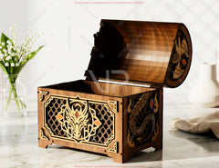Dragon Wooden Box, Laser Cut Treasure Chest, Fantasy Dragon Gift Box Wooden Keepsake Box Digital Download |#U714|