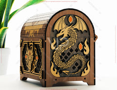 Dragon Wooden Box, Laser Cut Treasure Chest, Fantasy Dragon Gift Box Wooden Keepsake Box Digital Download |#U714|