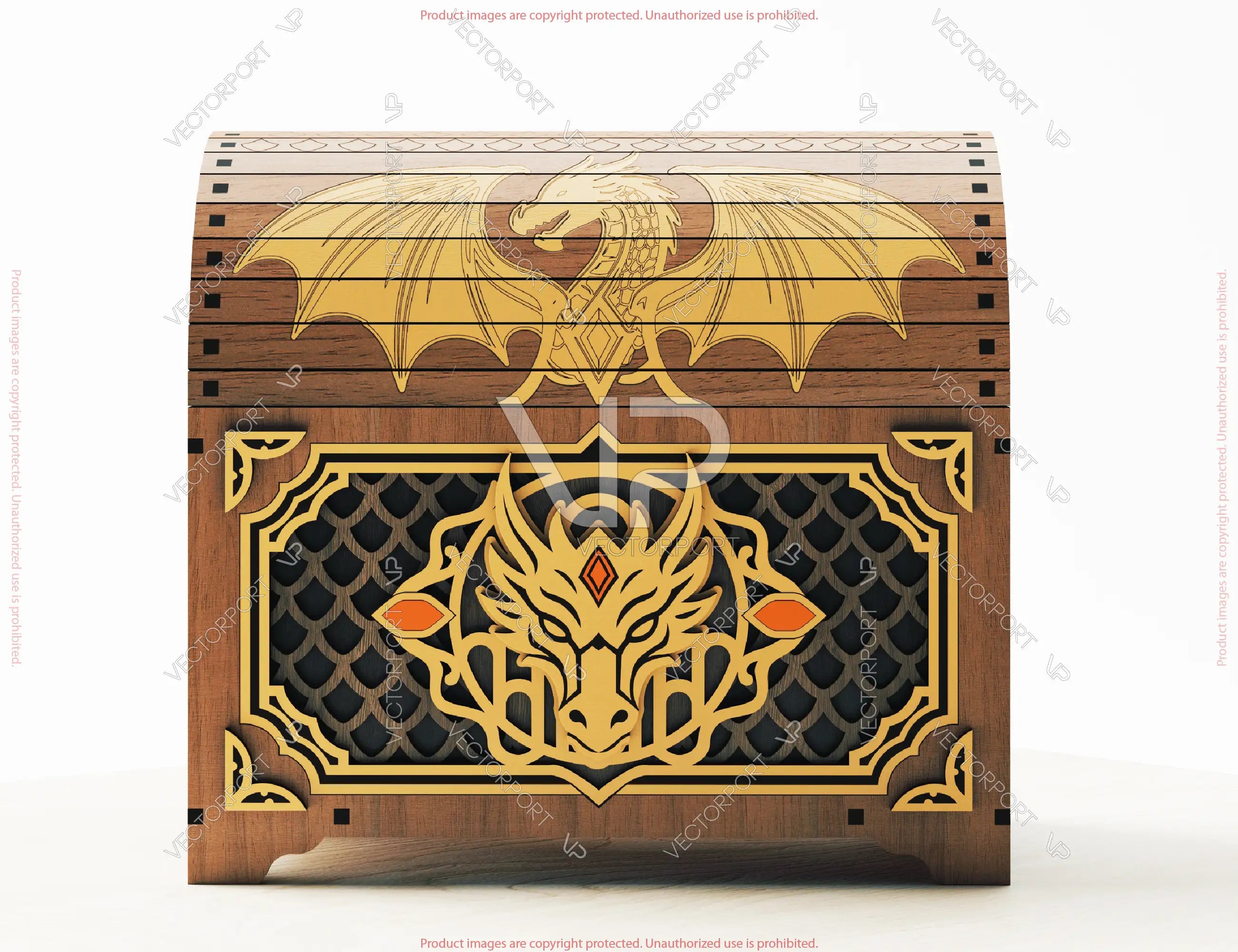 Dragon Wooden Box, Laser Cut Treasure Chest, Fantasy Dragon Gift Box Wooden Keepsake Box Digital Download |#U714|